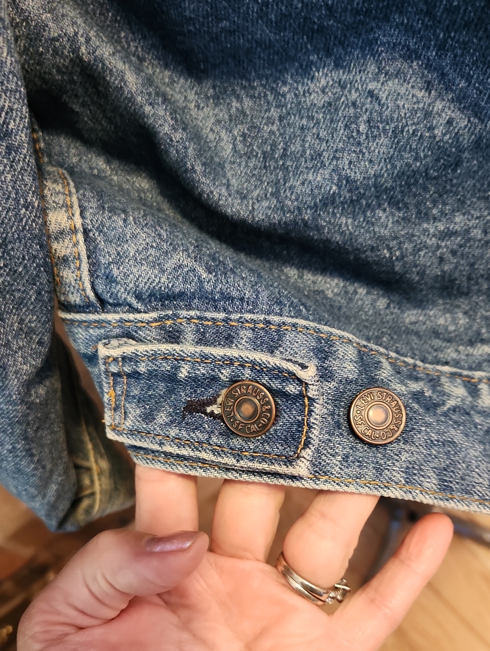 Levi's Blue Denim Vintage Trucker Jacket 80's Tall XXL 6 Pockets - Picture 11 of 14